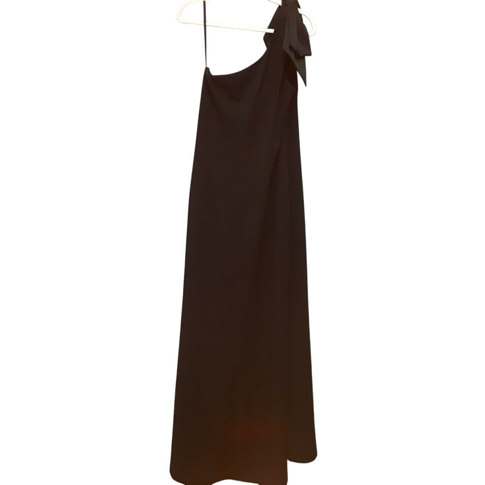 Eliza J One Shoulder Bow Long Gown 16 Black Formal Wedding Guest Gala Prom Party
